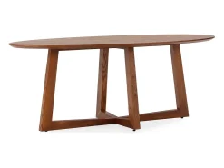 Mesa de comedor ovalada LUVIO chapada en roble 200 cm-Color Negro