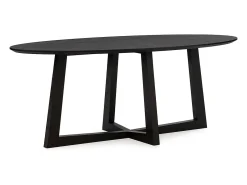 Mesa de comedor ovalada LUVIO chapada en roble 200 cm-Color Negro