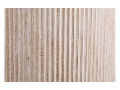 Mesa de comedor ovalada VAGOS – 200 x 100 cm – Color travertino – Diseño contemporáneo efecto piedra