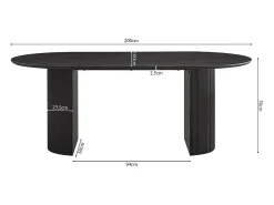Mesa de comedor ovalada VAGOS efecto madera marrón oscuro longitud 200cm, ideal para un comedor acogedor