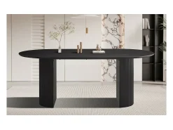 Mesa de comedor ovalada VAGOS efecto madera marrón oscuro longitud 200cm, ideal para un comedor acogedor