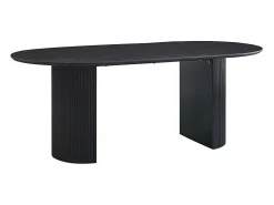 Mesa de comedor ovalada VAGOS efecto madera marrón oscuro longitud 200cm, ideal para un comedor acogedor