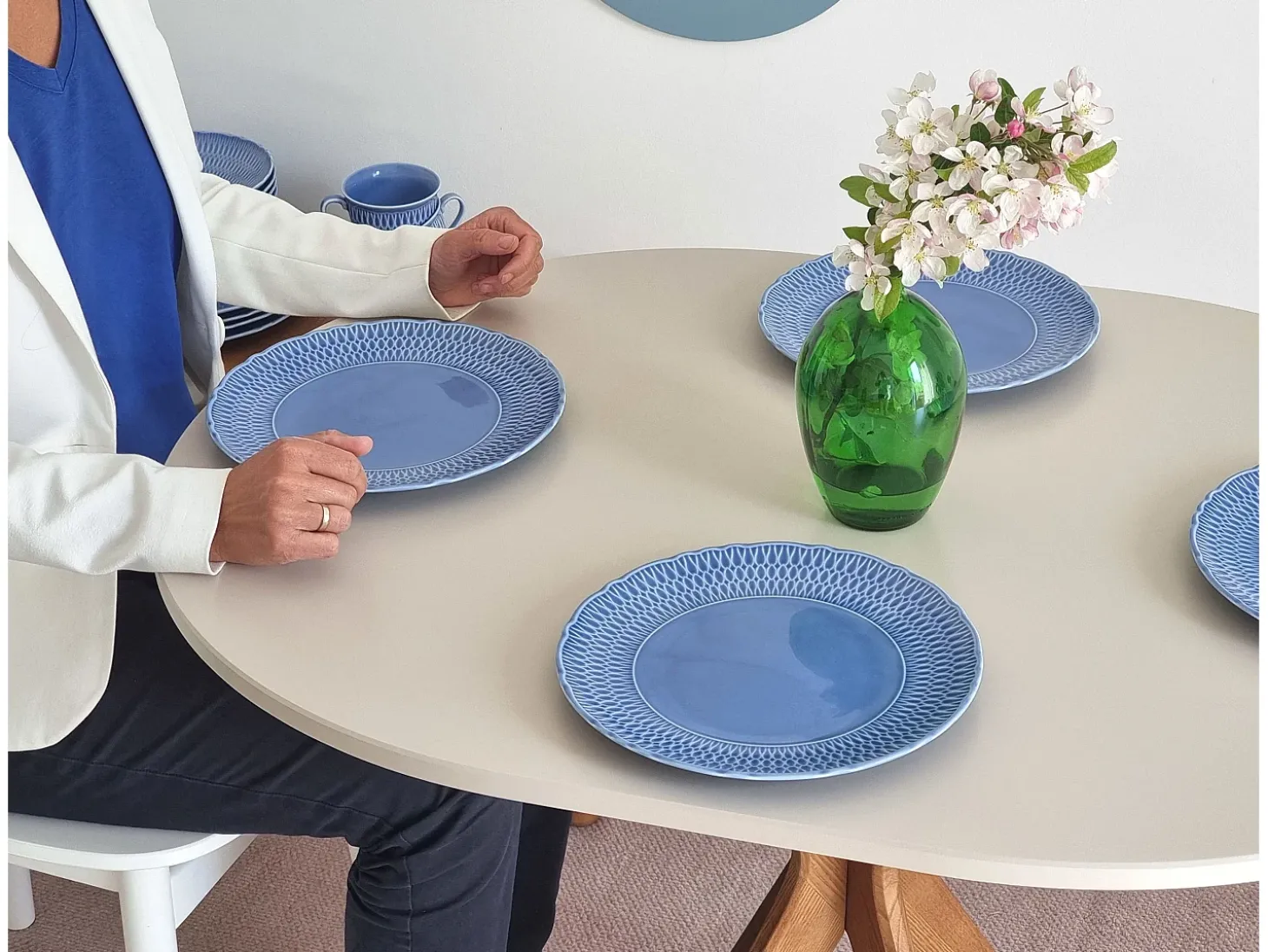 Mesa de comedor ovalada 75x100cm Jubi Blanco Tiza