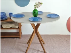 Mesa de comedor ovalada 75x100cm Jubi Blanco Tiza Roble