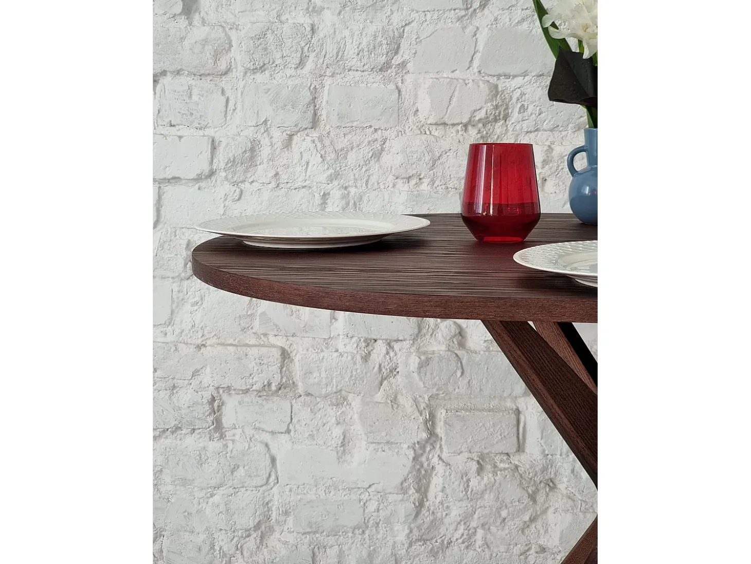 Mesa de comedor ovalada 75x100cm Jubi fresno teñido roble