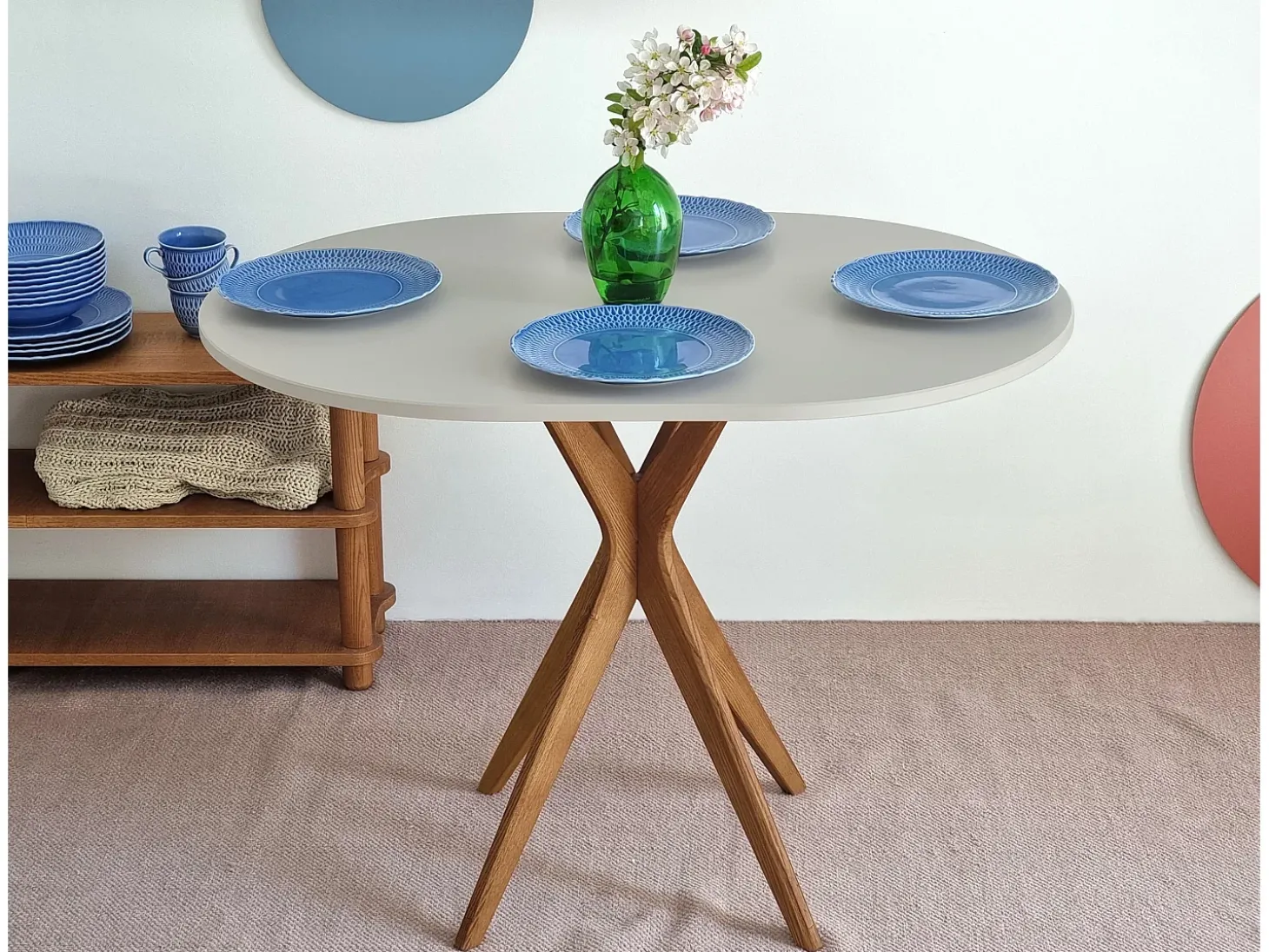 Mesa de comedor ovalada 75x100cm Jubi Marrón Beige