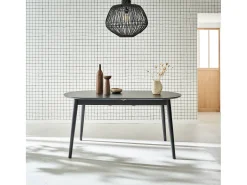 Mesa de comedor ovalada y extensible de 6 a 8 plazas negro