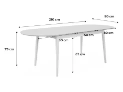 Mesa de comedor ovalada y extensible de 6 a 8 plazas negro