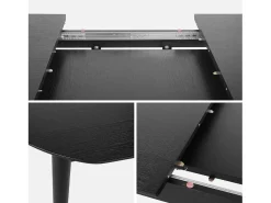 Mesa de comedor ovalada y extensible de 6 a 8 plazas negro