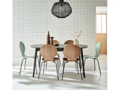 Mesa de comedor ovalada y extensible de 6 a 8 plazas negro