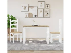 Mesa de comedor Panamá blanca 117x60x75 cm madera maciza de pino