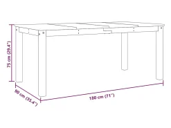 Mesa de comedor Panama madera maciza pino blanco 180x90x75 cm