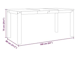 Mesa de comedor Panama madera maciza de pino 160x80x75 cm