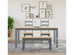 Mesa de comedor Panama madera maciza de pino gris 160x80x75 cm