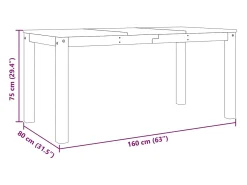 Mesa de comedor Panama madera maciza de pino gris 160x80x75 cm