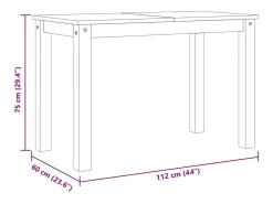 Mesa de comedor Panama madera maciza de pino gris 112x60x75 cm