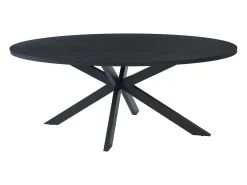 Mesa de comedor para 8 personas, chapa de roble y metal - Negro - LINIOMA