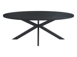 Mesa de comedor para 8 personas, chapa de roble y metal - Negro - LINIOMA