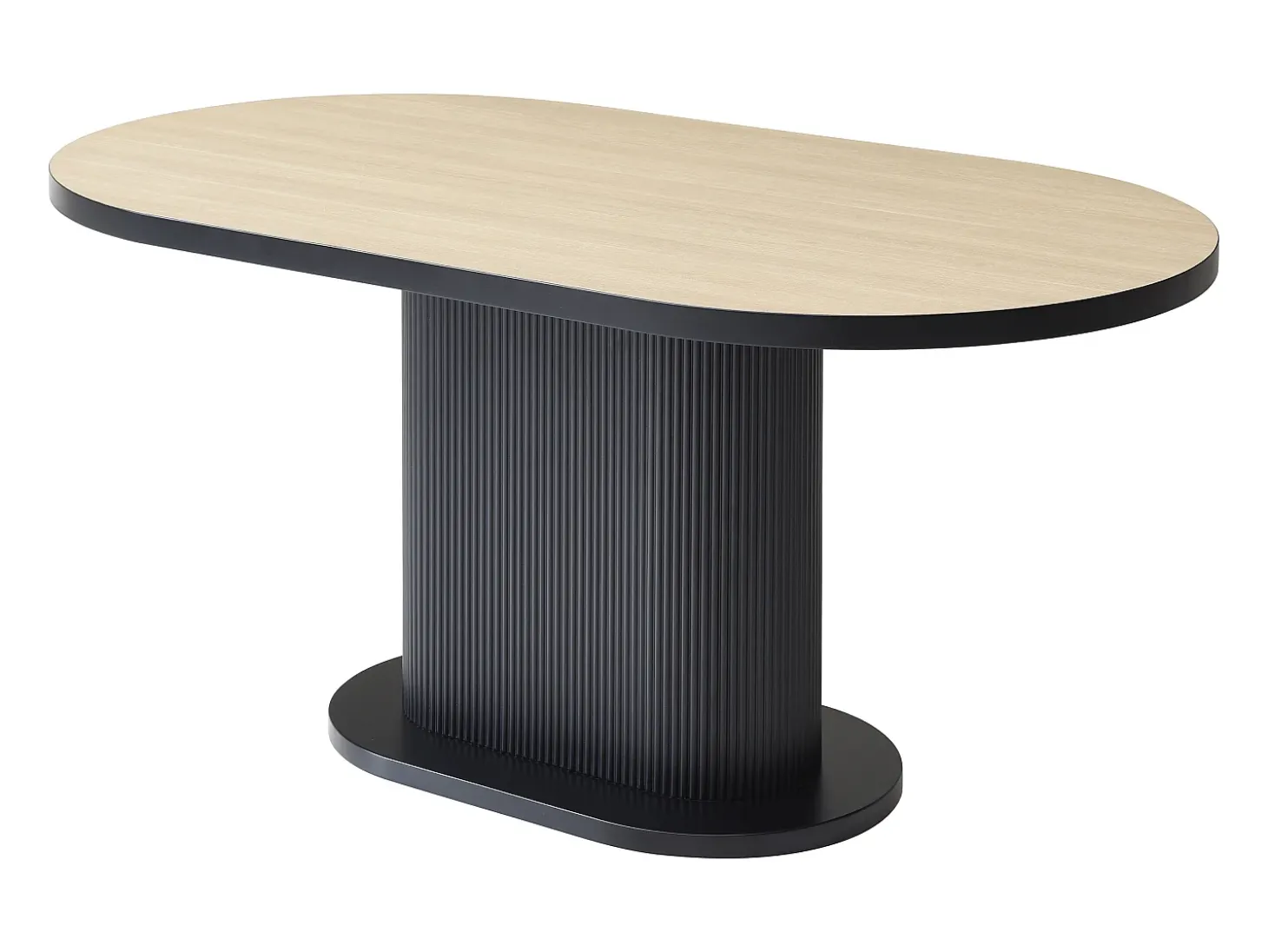 Mesa de comedor para 6 personas en MDF - Natural y Negro - CALIENO