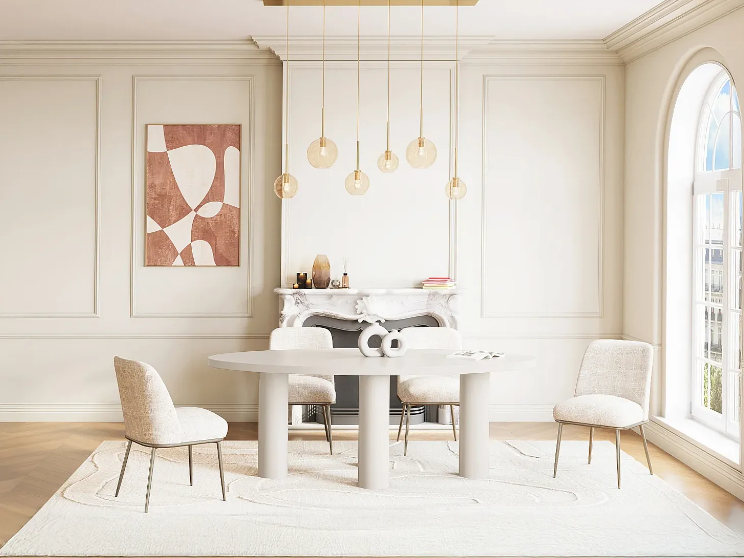 Mesa de comedor para 8 personas en MDF - Beige - FALYN