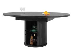 Mesa de comedor para 6 personas - 118/158 x 118 x 76,8 cm - tablero extensible + con espacio de almacenaje - MDF - negro