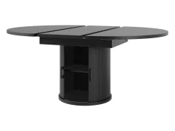 Mesa de comedor para 6 personas - 118/158 x 118 x 76,8 cm - tablero extensible + con espacio de almacenaje - MDF - negro