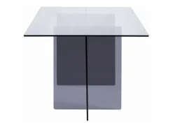 Mesa de comedor para 8 personas de vidrio templado - Transparente y antracita - BYLENA