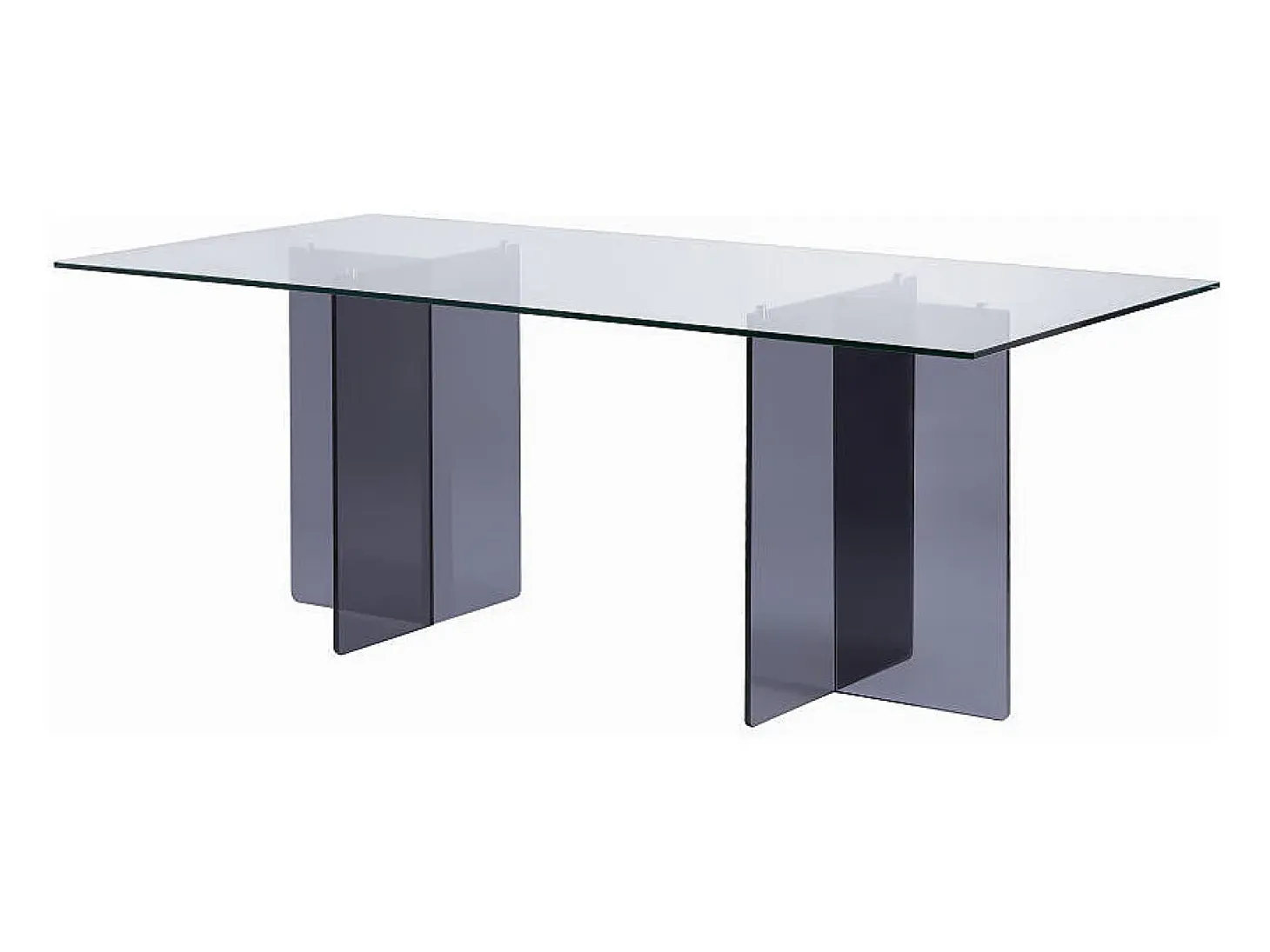 Mesa de comedor para 8 personas de vidrio templado - Transparente y antracita - BYLENA