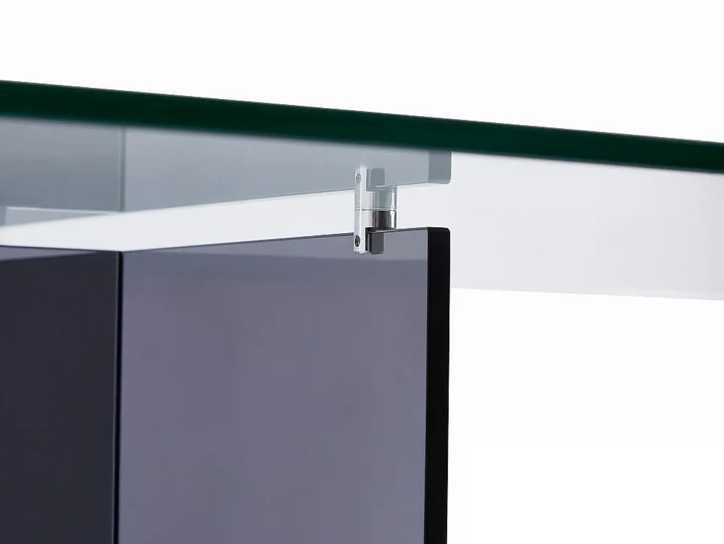 Mesa de comedor para 8 personas de vidrio templado - Transparente y antracita - BYLENA