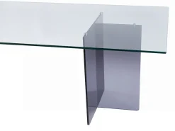 Mesa de comedor para 8 personas de vidrio templado - Transparente y antracita - BYLENA