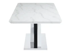 Mesa de comedor para 8 personas - MDF y acero inoxidable - Efecto mármol blanco y negro - EVAELA