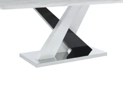 Mesa de comedor para 8 personas - MDF y acero inoxidable - Efecto mármol blanco y negro - EVAELA
