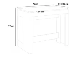 Mesa de comedor pizarra consola extensible 90x51-300cm diseño moderno Pratika