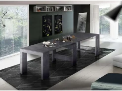 Mesa de comedor pizarra consola extensible 90x51-300cm diseño moderno Pratika