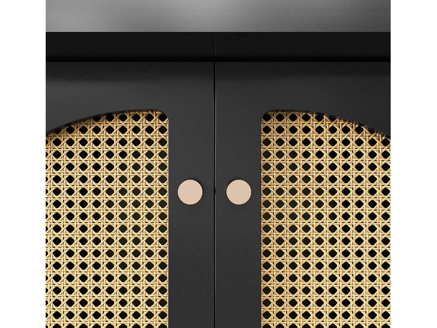 Mesa de comedor plegable para 4-6 personas - 110-140 x 80 x 75 cm - extensible - con 2 puertas de ratán - MDF - color negro
