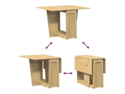 Mesa de comedor plegable Corona Butterfly, cera marrón, madera de pino