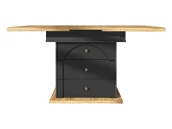 Mesa de comedor plegable para 4-6 personas - 110-140 x 80 x 75 cm - extensible - con 1 puerta + 2 cajones - MDF - negro