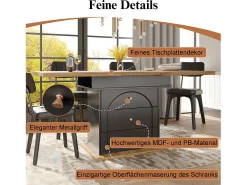 Mesa de comedor plegable para 4-6 personas - 110-140 x 80 x 75 cm - extensible - con 1 puerta + 2 cajones - MDF - negro