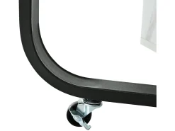 Mesa de comedor plegable con 2 cajones y 2 puertas, móvil con ruedas - blanco y negro