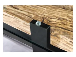 Mesa de comedor RAFTA – Rectangular 220 cm – Madera, metal y vidrio – Estilo industrial