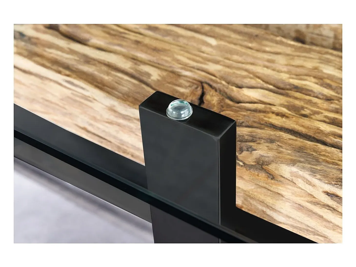 Mesa de comedor RAFTA – Rectangular 220 cm – Madera, metal y vidrio – Estilo industrial