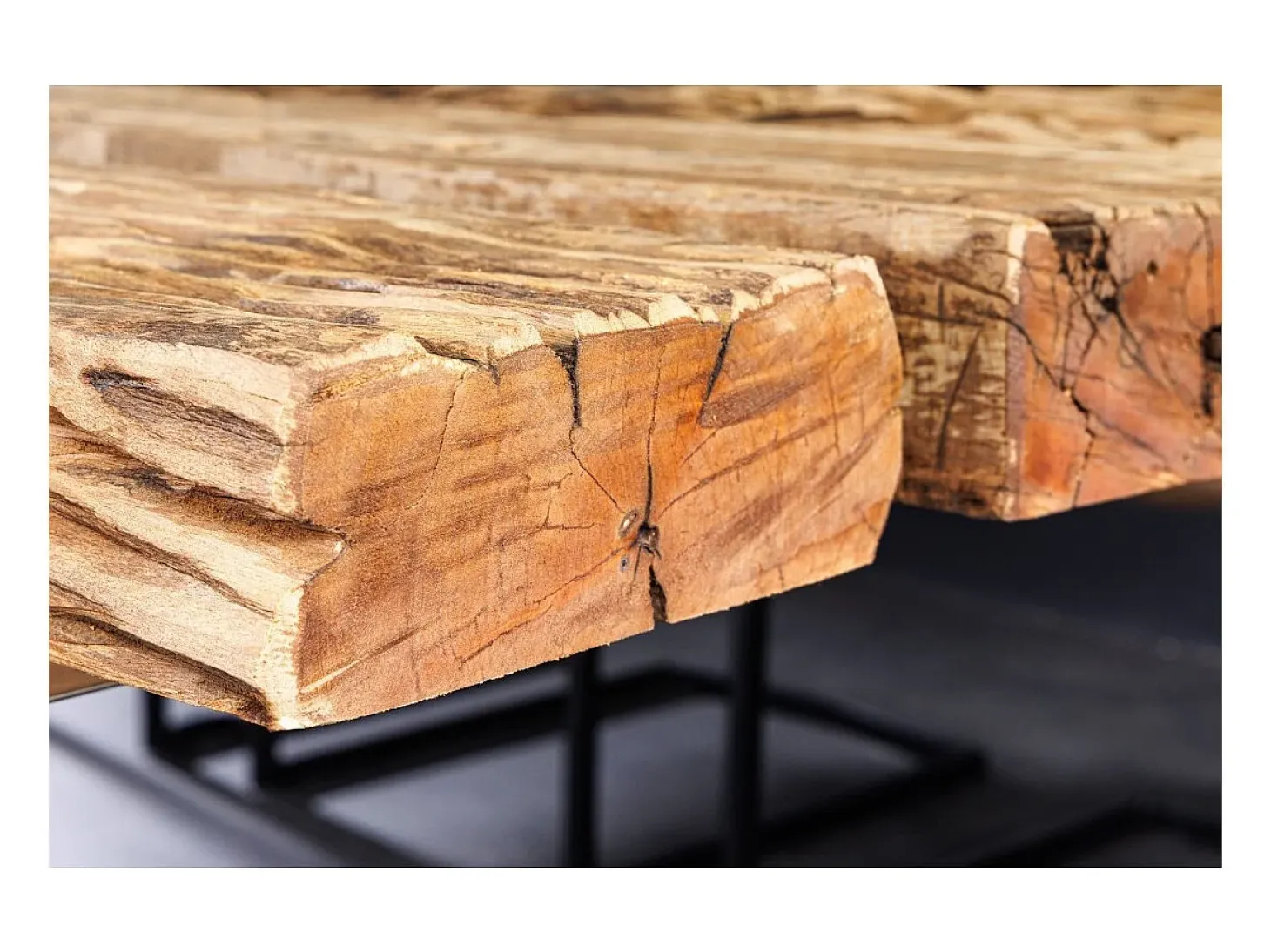 Mesa de comedor RAFTA – Rectangular 220 cm – Madera, metal y vidrio – Estilo industrial