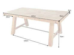 Mesa de comedor RANCHO 165 cm – Tablero de madera de pino reciclado barnizado – Estilo rústico y acogedor