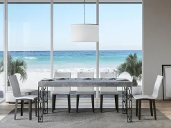 Mesa de comedor rectangular Gisa 180 cm de hormigón gris con patas de metal gris oscuro