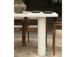 Mesa de comedor rectangular de microcemento en tono blanco roto DECOWOOD de 180x75cm - LUCÍA - DECOWOOD