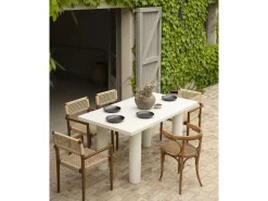 Mesa de comedor rectangular de microcemento en tono blanco roto DECOWOOD de 180x75cm - LUCÍA - DECOWOOD
