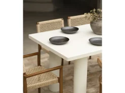 Mesa de comedor rectangular de microcemento en tono blanco roto DECOWOOD de 180x75cm - LUCÍA - DECOWOOD