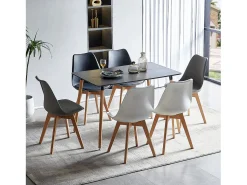 Mesa de Comedor Rectangular de Madera Negra 110 x 70 cm - Estilo Escandinavo Sencillo con Cuatro Patas