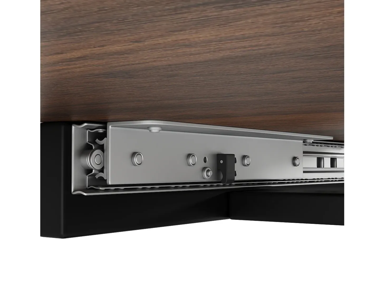 Mesa de comedor rectangular extensible 120-160x80x75cm con tablero chapado en madera imitación madera marrón y patas cruzadas negras