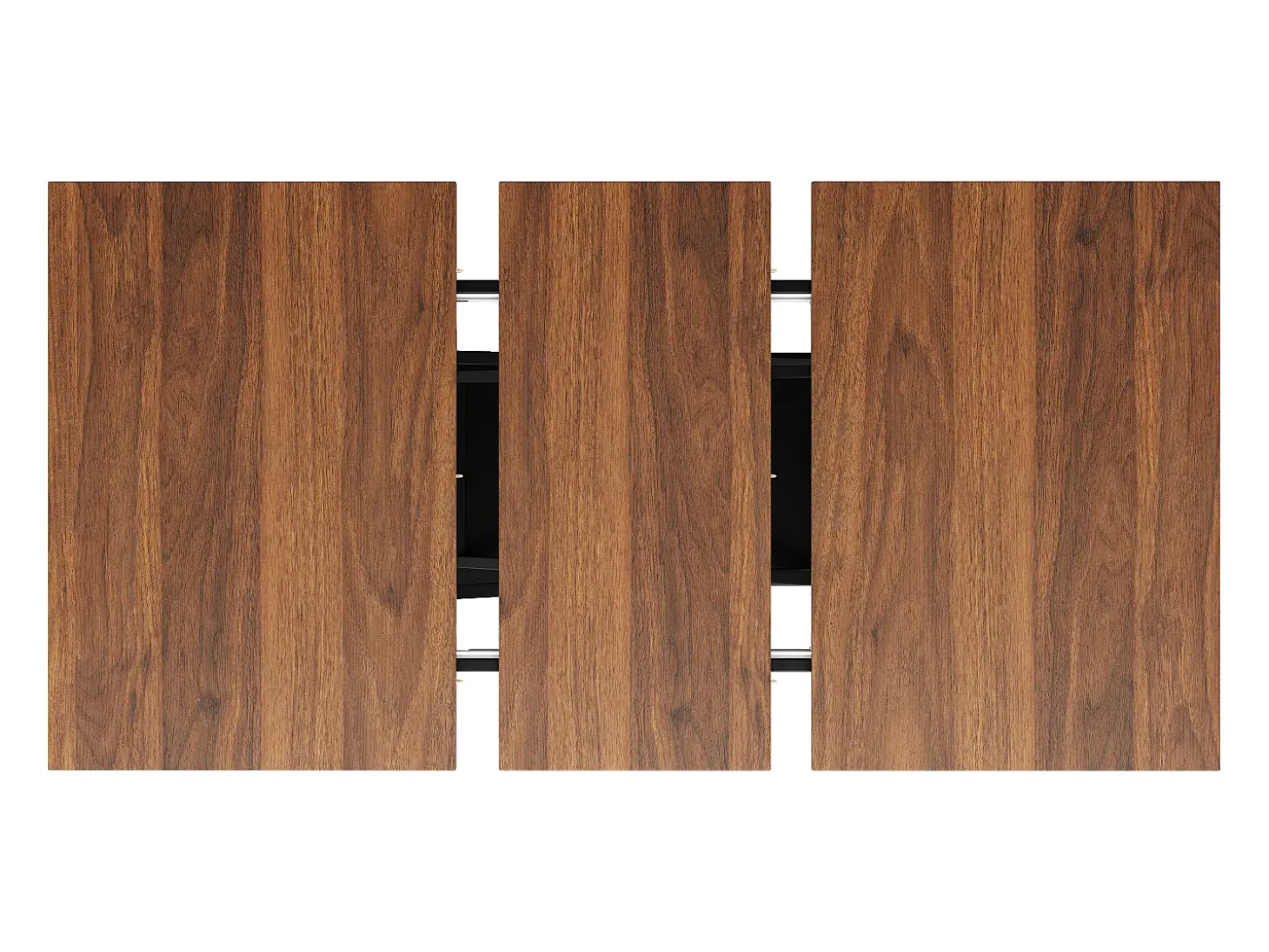 Mesa de comedor rectangular extensible 120-160x80x75cm con tablero chapado en madera imitación madera marrón y patas cruzadas negras